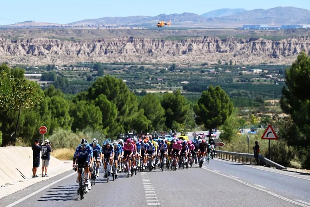 Cyclists climbing the steep circuits near the Alhambra fortress in Granada