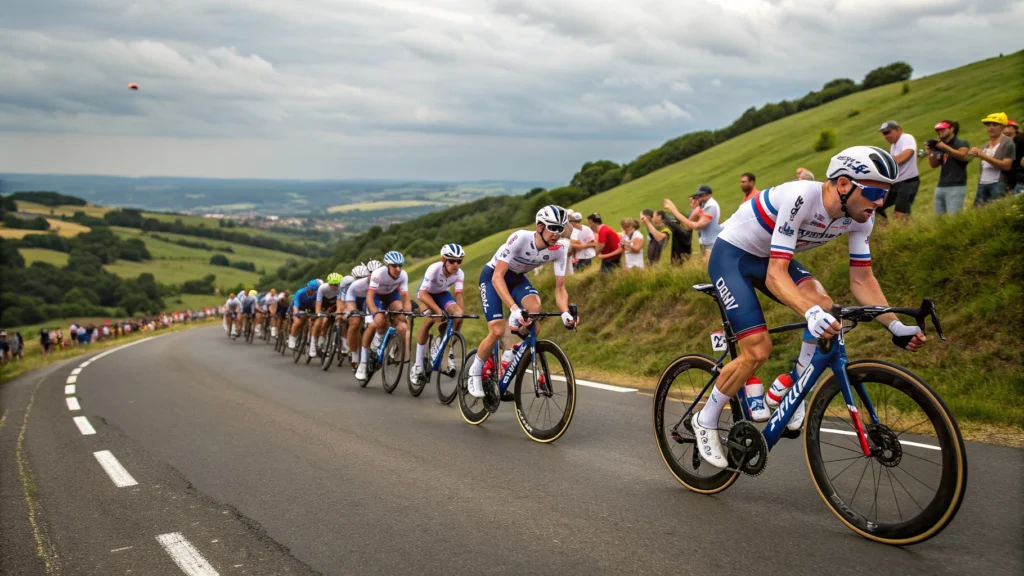 British cycling team supporting Tom Pidcock at the World Championships
