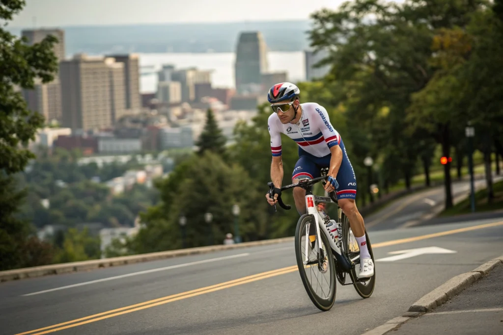 Tom Pidcock racing for Great Britain at the World Championships
