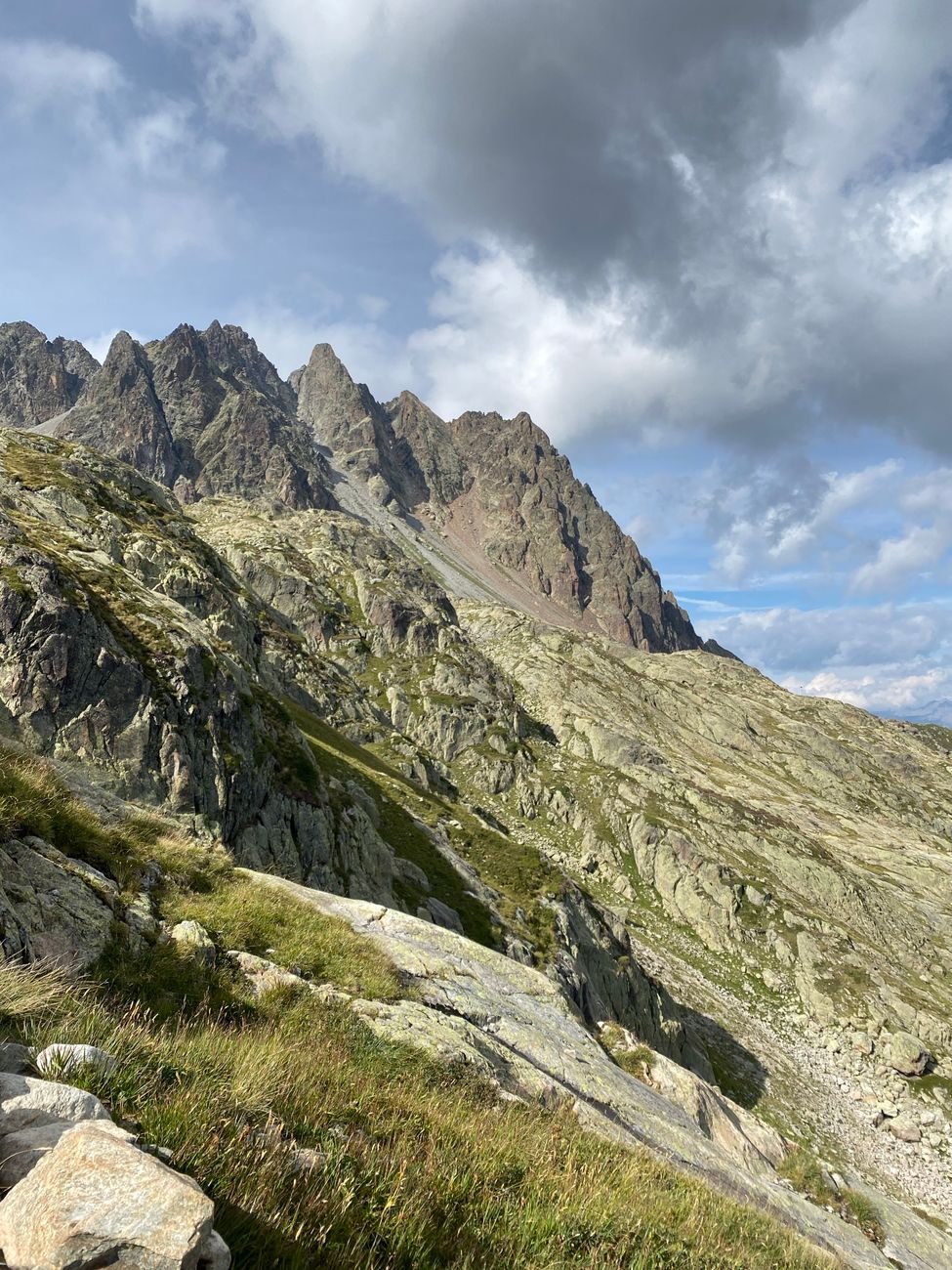 majestic mountain range in sunshine