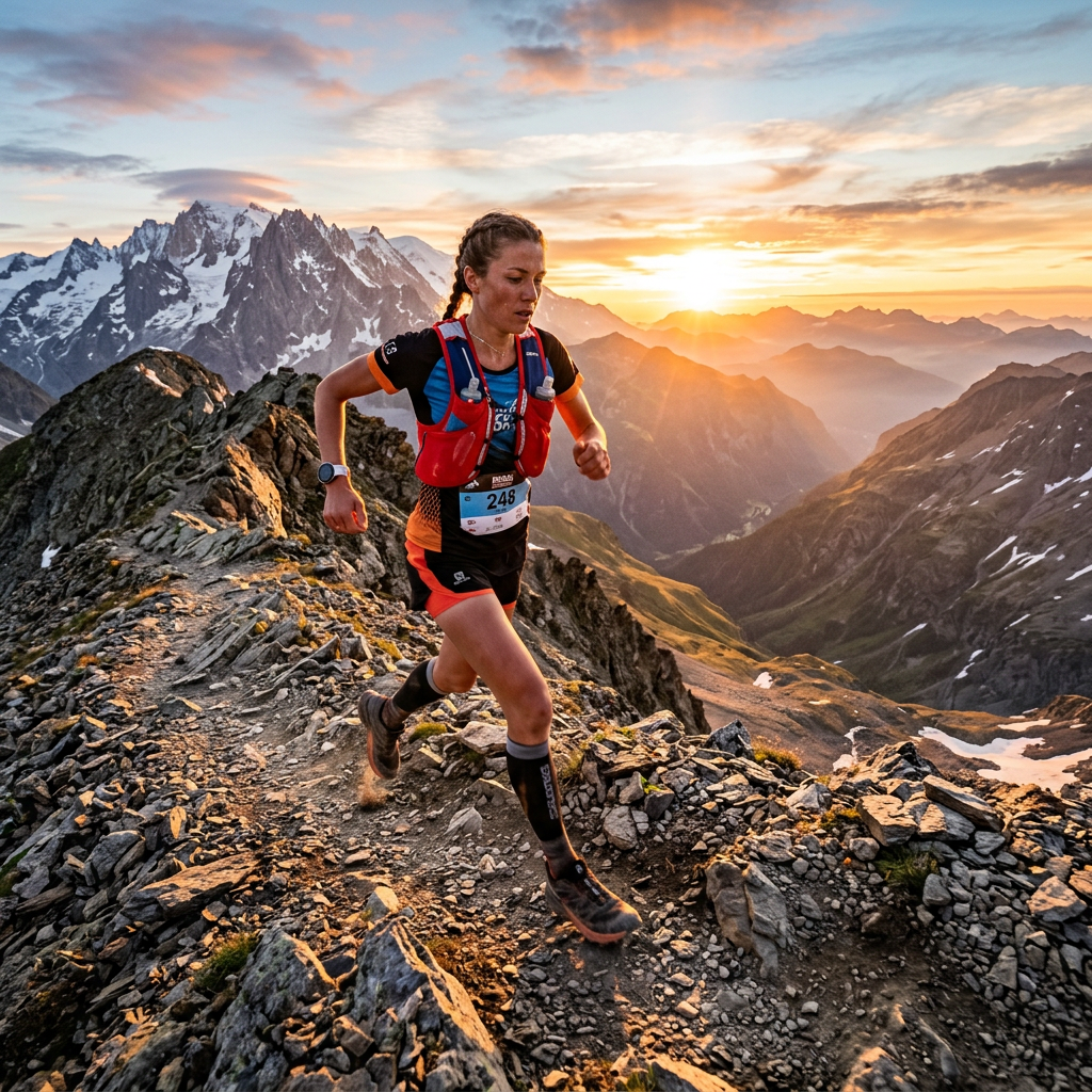 sportviax trail running news: mass start of ultra-trail mountain marathon at night with headlamps