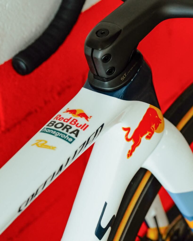 Remco Evenepoel's updated bike combines European champion stars and stripes with Olympic gold details.