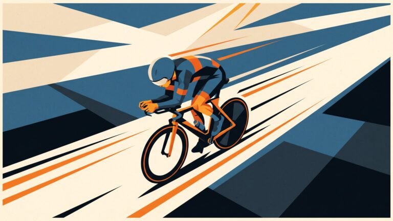 Illustration: a rider on a time-trial bike on an empty road