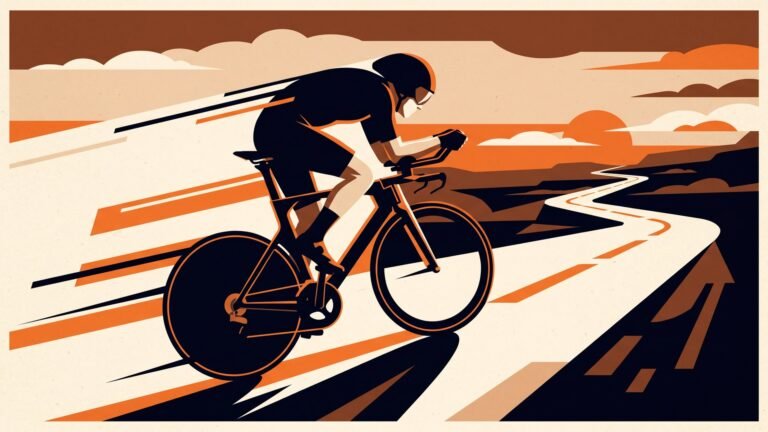 Illustration: a rider on a time-trial bike on an empty road