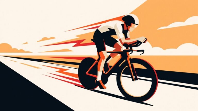 Illustration: a rider on a time-trial bike on an empty road