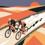 Illustration: gravel riders on a dusty country road