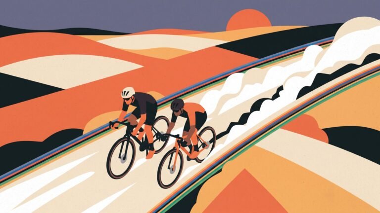 Illustration: gravel riders on a dusty country road