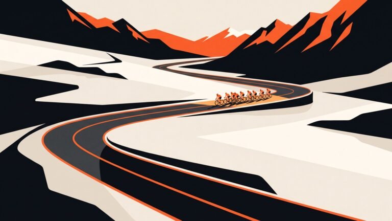 Illustration: a winding race road through the countryside