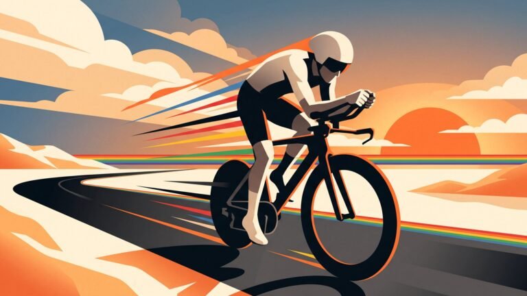 Illustration: a rider on a time-trial bike on an empty road