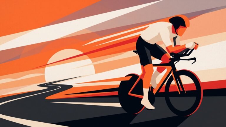 Illustration: a rider on a time-trial bike on an empty road
