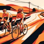 Illustration: two riders on a quiet road, one looking back