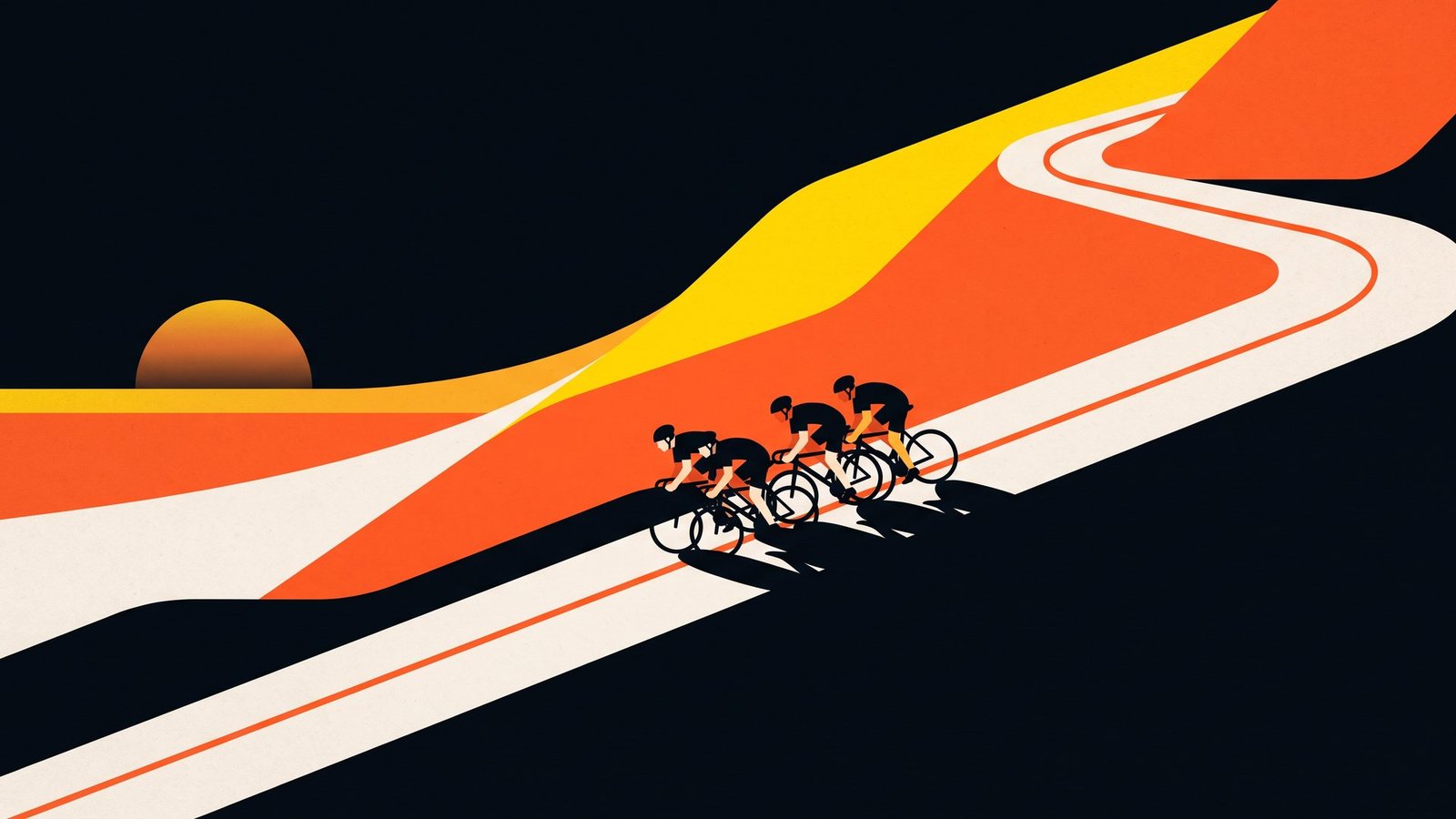 Illustration: a winding race road through the countryside