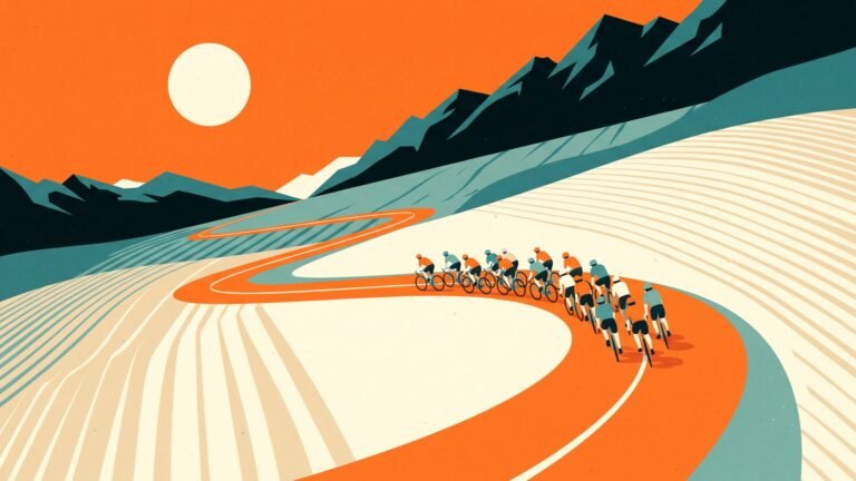 Illustration: a winding race road through the countryside