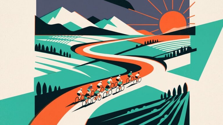 Illustration: a winding race road through the countryside