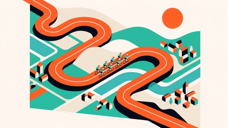 Illustration: a winding race road through the countryside