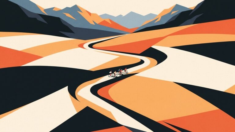 Illustration: a winding race road through the countryside