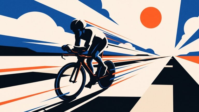 Illustration: a rider on a time-trial bike on an empty road