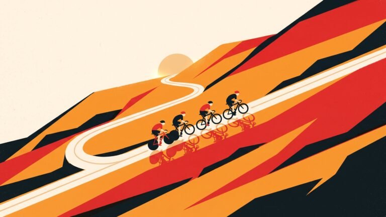 Illustration: a winding race road through the countryside