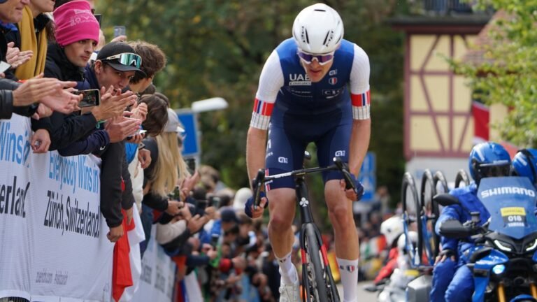 Pavel Sivakov (Pavel Sivakov in the French team kit during the men's road race at the 2024 UCI Road World Championships in Zurich)